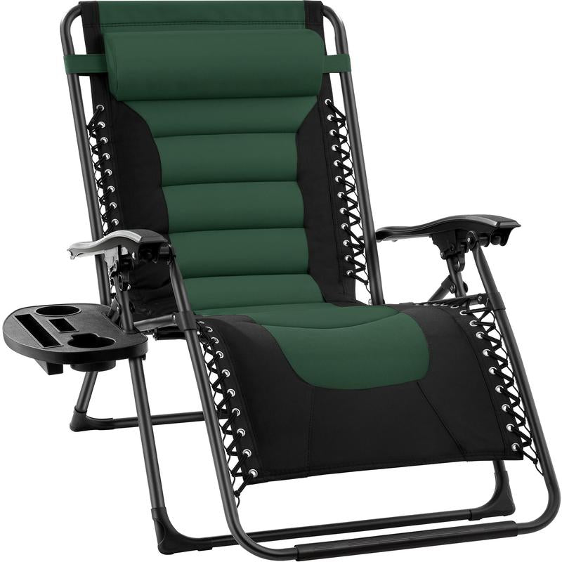 Best Choice Products Oversized Padded Zero Gravity Chair, Folding Outdoor Patio Recliner W/ Side Tray