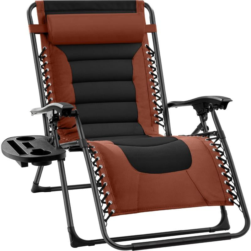 Best Choice Products Oversized Padded Zero Gravity Chair, Folding Outdoor Patio Recliner W/ Side Tray