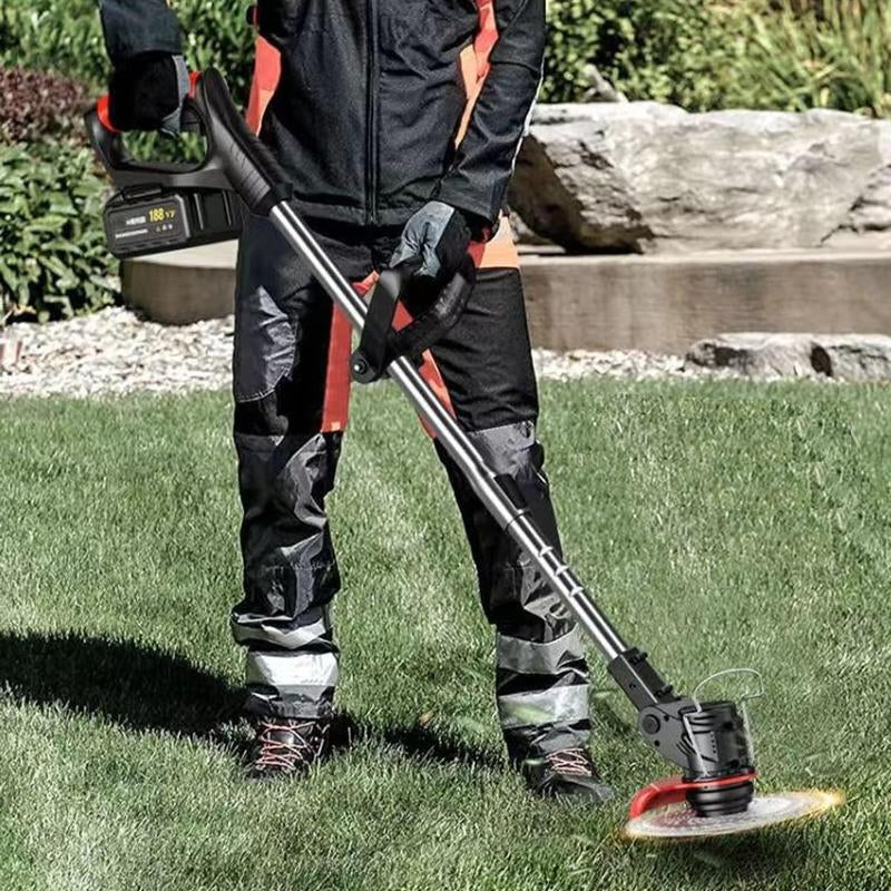 Electric Weed Wacker Cordless Eater Battery Powered Weed Trimmer Lawn Trimmer with 2Pcs 6000Mah Batteries and Charger Stringless Grass Trimmer/Brush Cutter for Lawn Yard