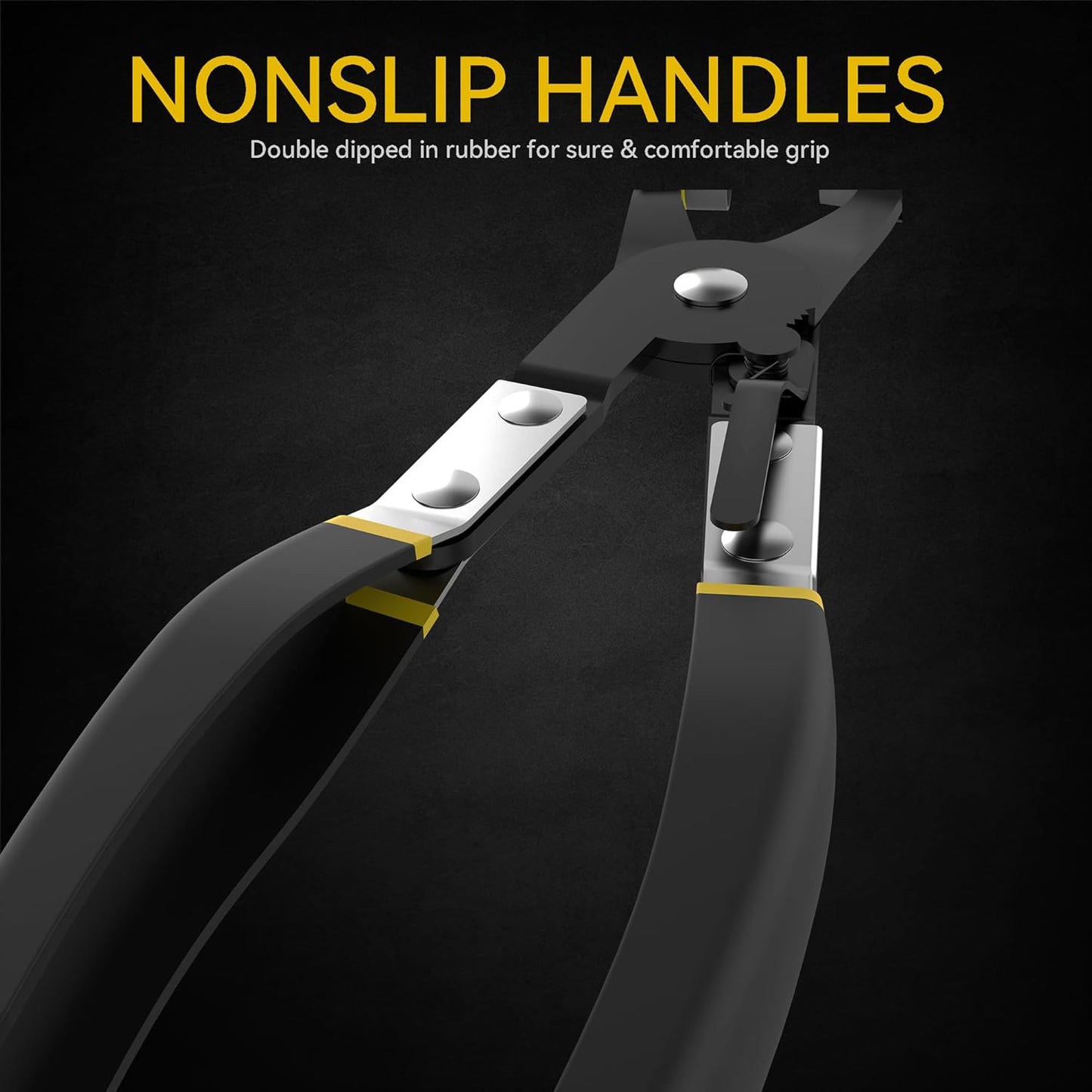 Hose Clamp Pliers Set, Flexible Wire Long Reach Clic R Type Swivel Jaw and Flat Band Pliers for Fuel Oil and Water Work, Automotive Repair Tools Kit, 9 Pieces