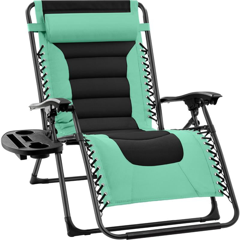 Best Choice Products Oversized Padded Zero Gravity Chair, Folding Outdoor Patio Recliner W/ Side Tray