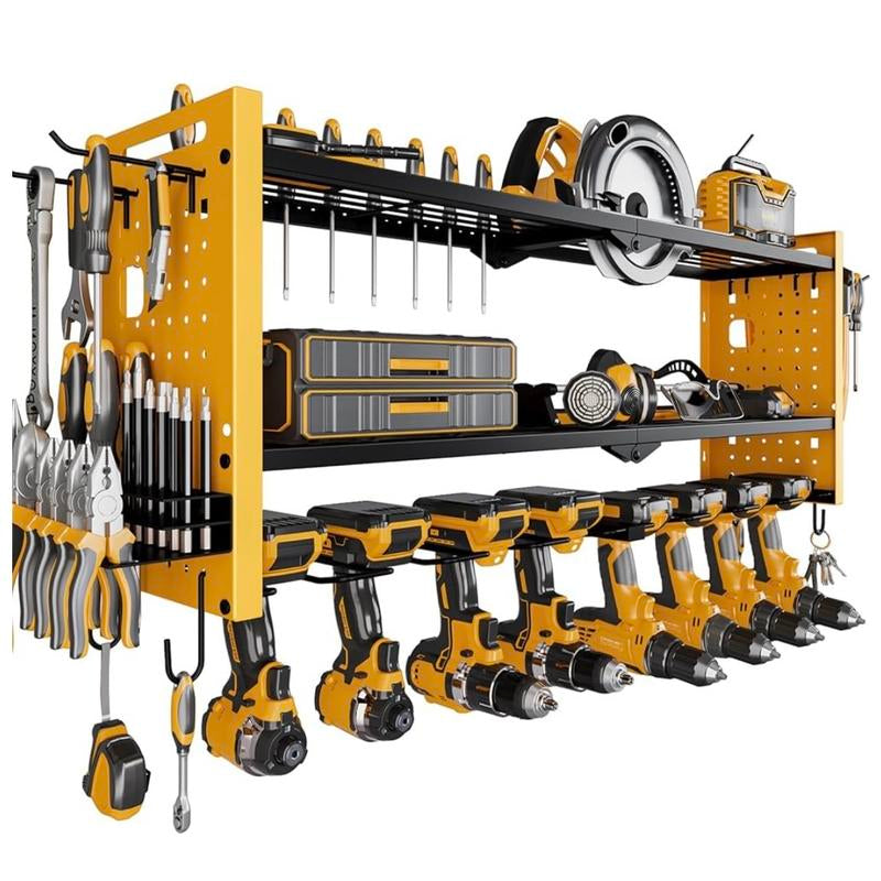HAUSNEED-001/002/003 Tool Organizer Wall Mount, Tool Rack with 8 Drill Holders, 4 Layers Large Capacity Rack, Tool Room Storage, Ideal for Garage,Powertoolholder Heavy Duty