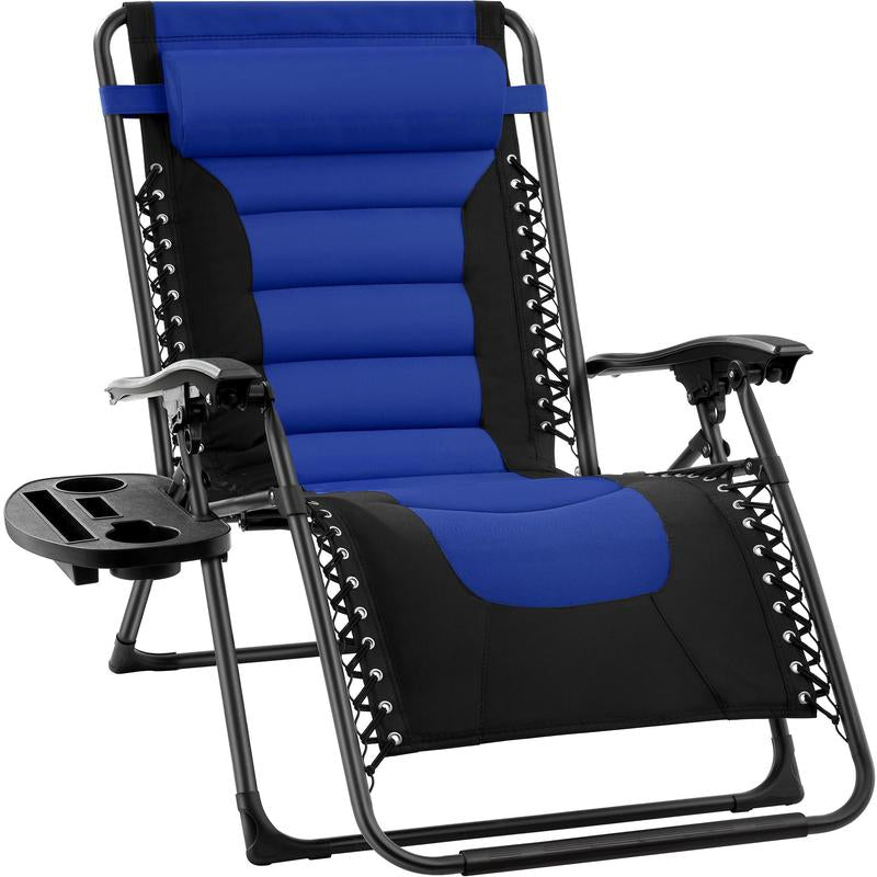 Best Choice Products Oversized Padded Zero Gravity Chair, Folding Outdoor Patio Recliner W/ Side Tray