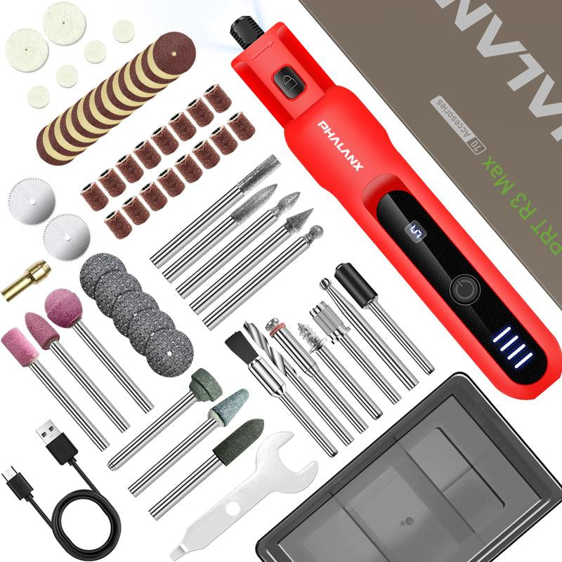 Rotary Tool - 3.7V Cordless Rotary Tool Kit LED Ring Work Light, 2.0Ah Li-Ion Battery 5 Speed 70 Accessories Power Rotary Tools 20000Rpm,Mini Rotary Tool Cordless for Light DIY Projects/Precision Work Springtok