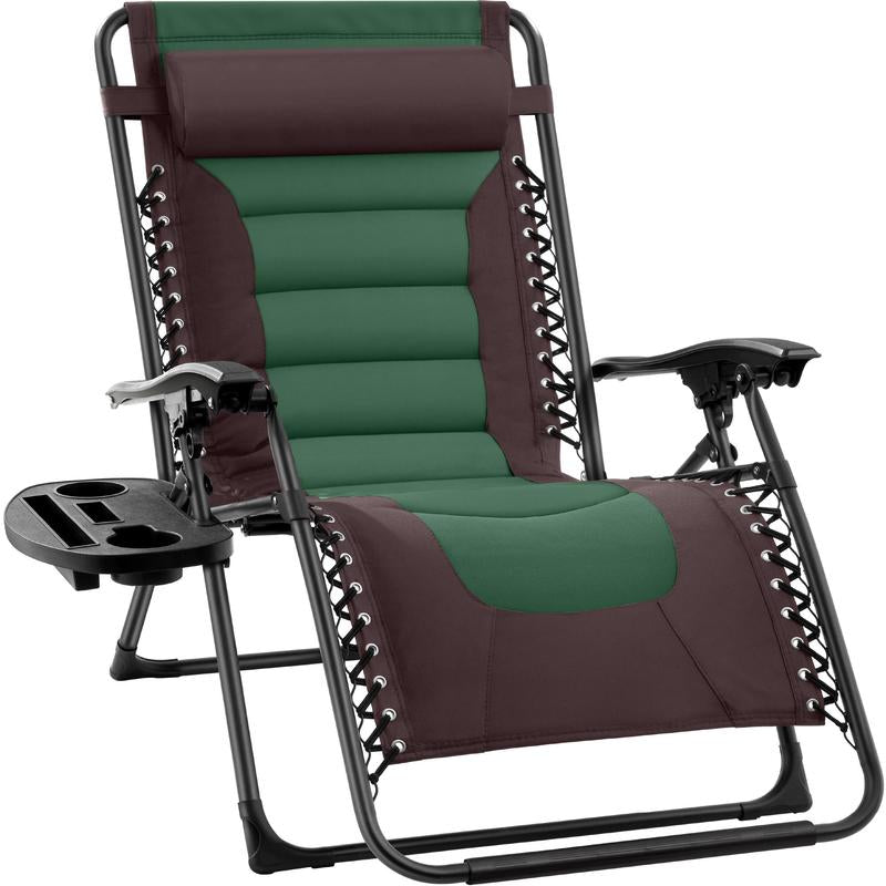 Best Choice Products Oversized Padded Zero Gravity Chair, Folding Outdoor Patio Recliner W/ Side Tray