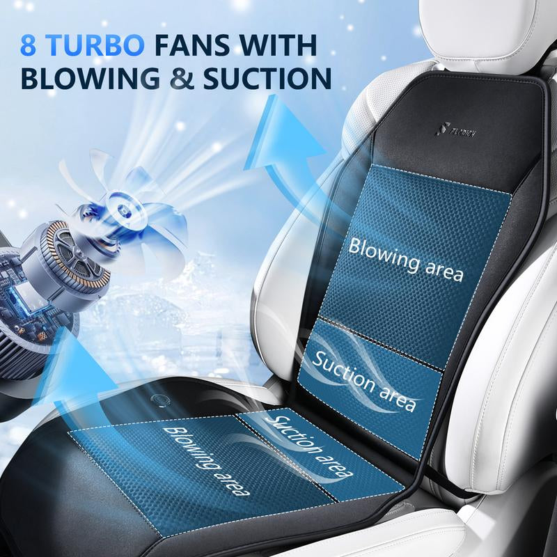 FLORICH Cooling Car Cushions 12V /24V Are Available Automotive Summer Cooler Pad-Air Conditioned Air Circulation Ventilated Cover for Car SUV Truck Universal Fit 1 Pack (Black Cushion and Back Cushion) Seat