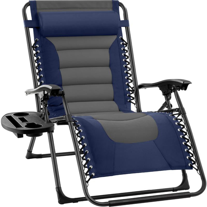Best Choice Products Oversized Padded Zero Gravity Chair, Folding Outdoor Patio Recliner W/ Side Tray