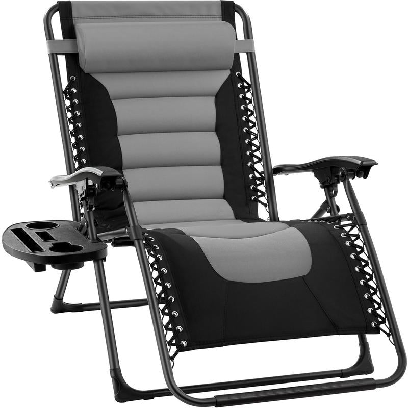 Best Choice Products Oversized Padded Zero Gravity Chair, Folding Outdoor Patio Recliner W/ Side Tray