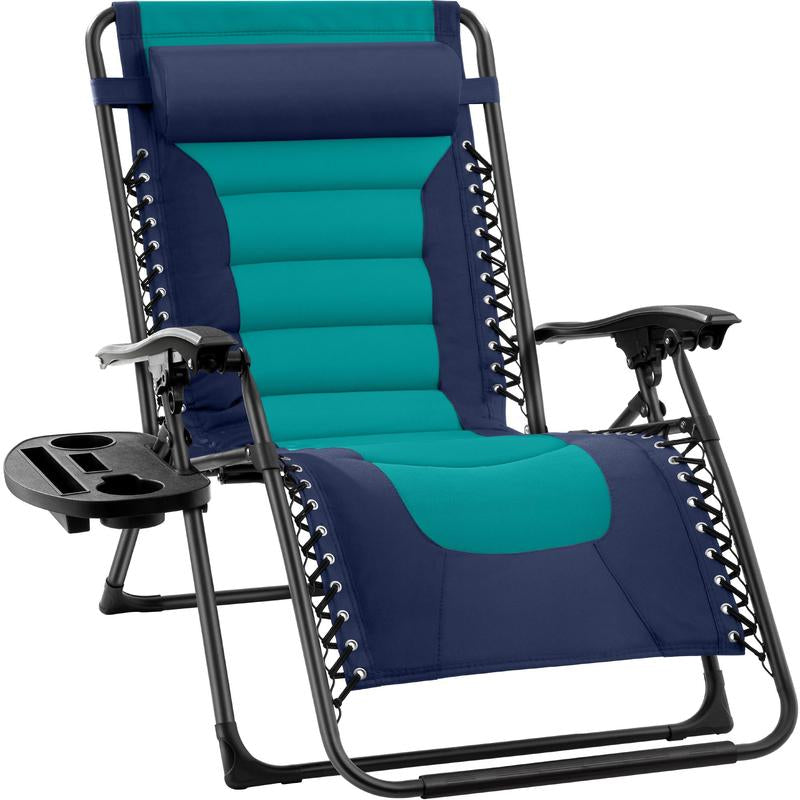 Best Choice Products Oversized Padded Zero Gravity Chair, Folding Outdoor Patio Recliner W/ Side Tray