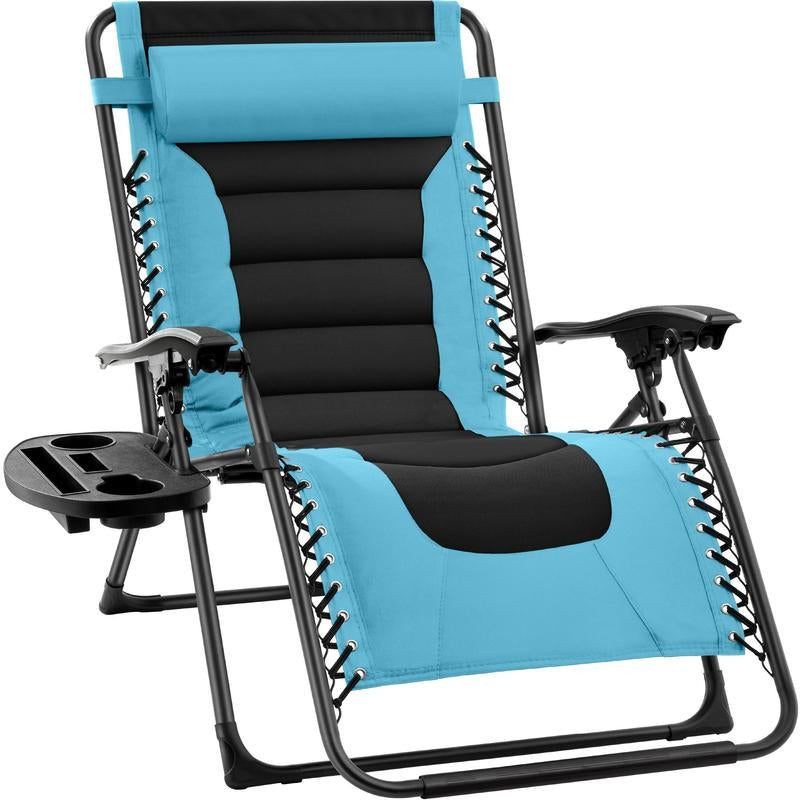 Best Choice Products Oversized Padded Zero Gravity Chair, Folding Outdoor Patio Recliner W/ Side Tray