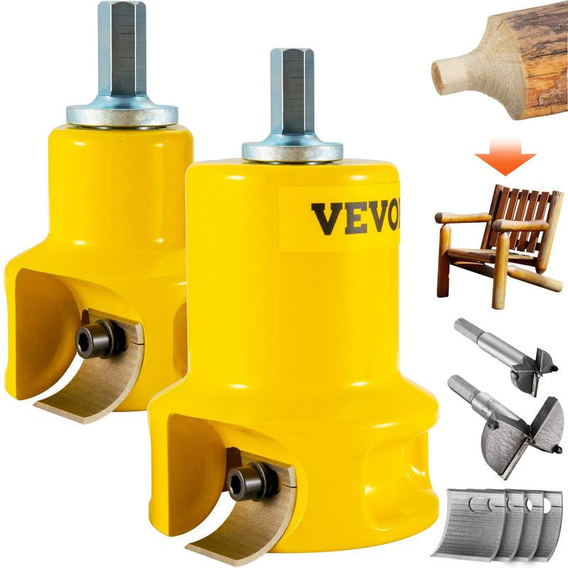VEVOR Tenon Cutter, 1"/25.4Mm & 1.5"/38Mm & 2"/50.8Mm, with Dual Curved Blades & Button Screws Home Master Kit, Premium Aluminum & Steel Log Furniture Cutter, Commercial Starter’S Tool for Home DIY