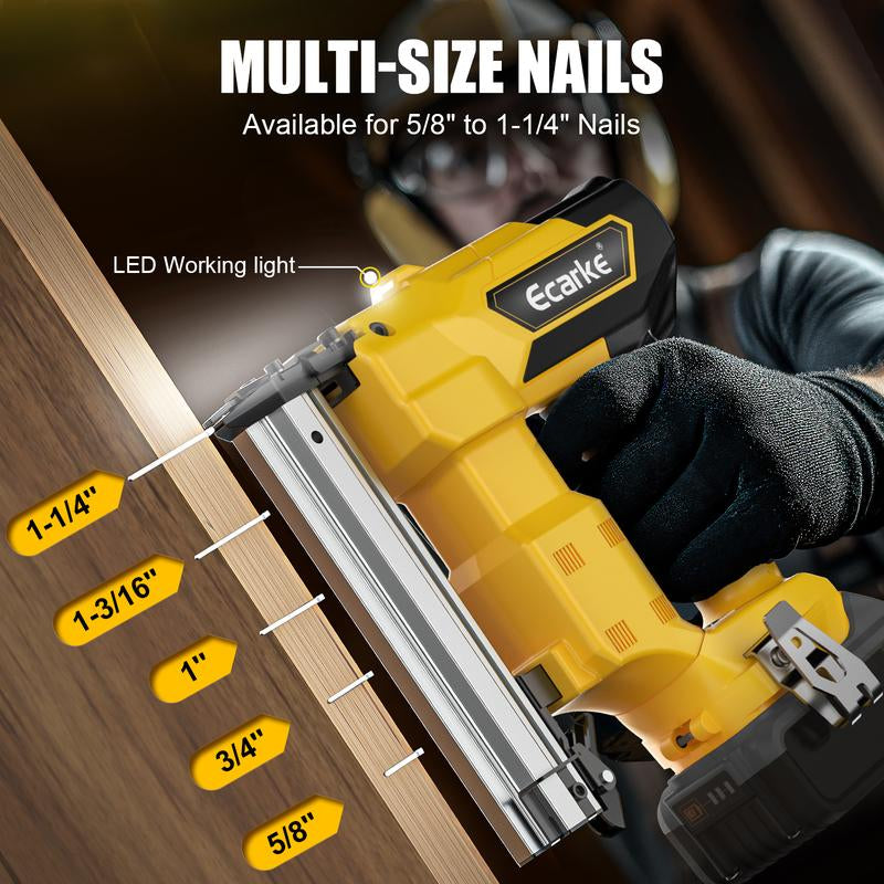 Cordless 18GA Brad Nailer for Dewalt 20V, Battery NOT Included, 5/8 to 1-1/4 Inch, 2 Mode 18 Gauge Nail Gun with 1000 Nials for Wood Carpentry, Brushless Outdoorfun