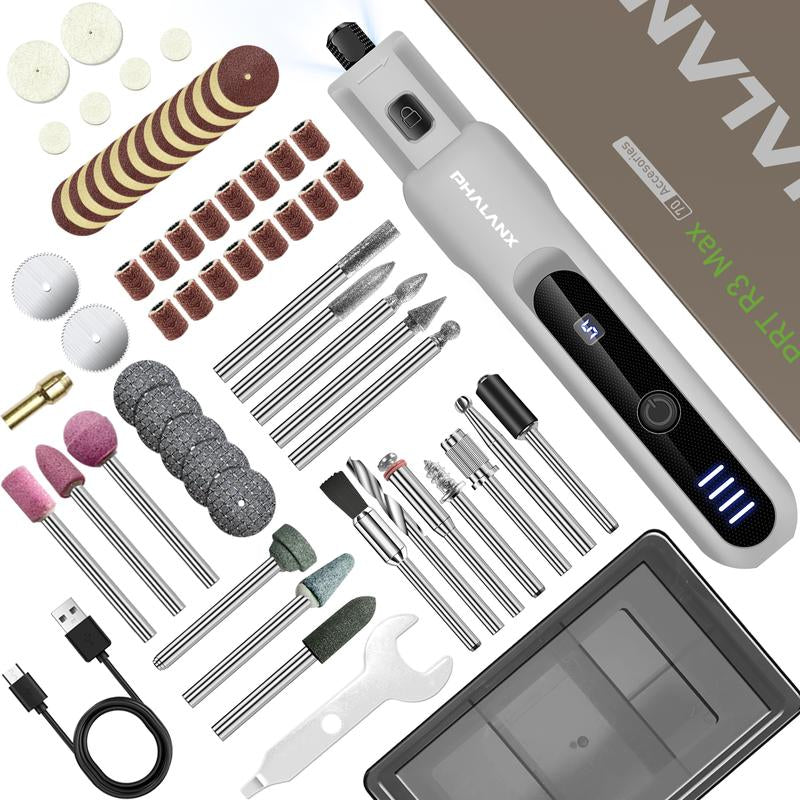 Rotary Tool - 3.7V Cordless Rotary Tool Kit LED Ring Work Light, 2.0Ah Li-Ion Battery 5 Speed 70 Accessories Power Rotary Tools 20000Rpm,Mini Rotary Tool Cordless for Light DIY Projects/Precision Work Springtok