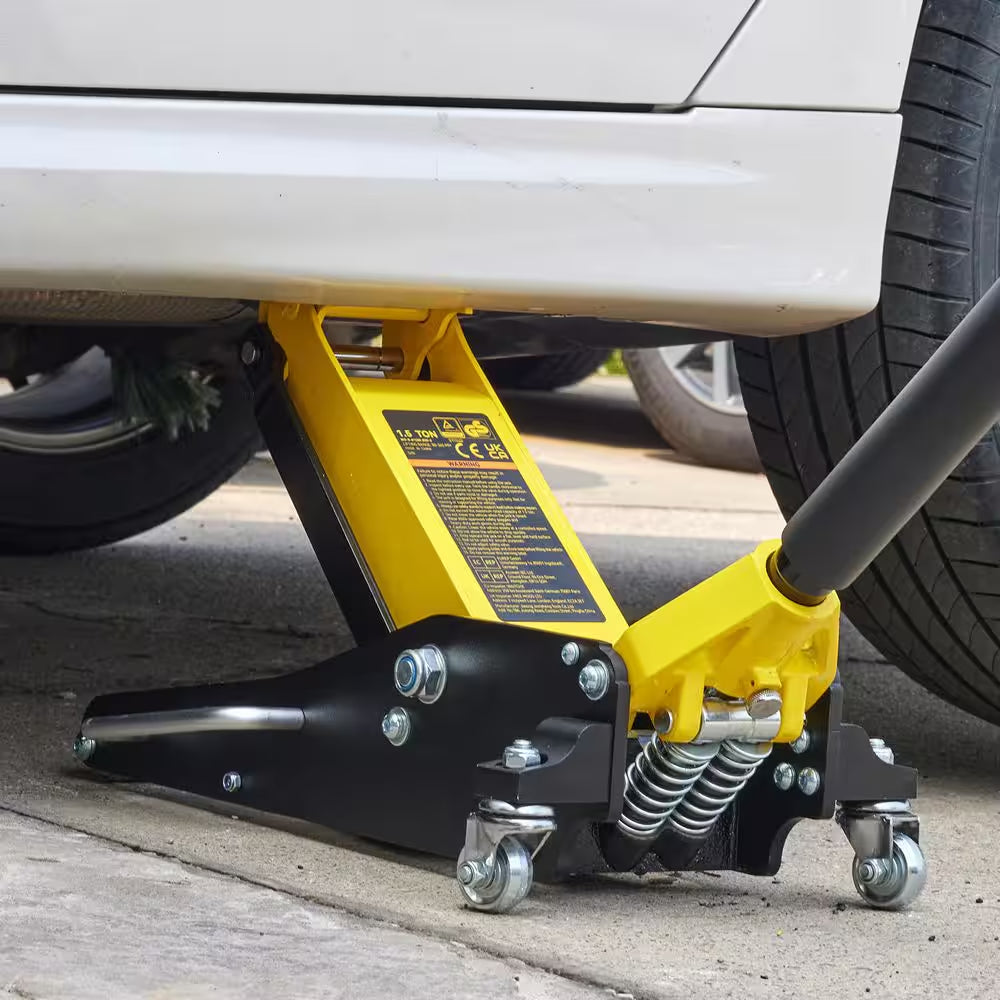 1.5 Ton Low Profile Aluminum Steel Racing Floor Jack Dual Pump Lift Car Heavy-Duty Steel Durable Aluminum Construction
