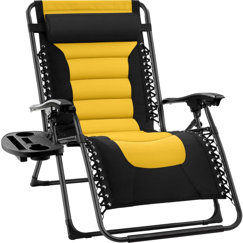 Best Choice Products Oversized Padded Zero Gravity Chair, Folding Outdoor Patio Recliner W/ Side Tray