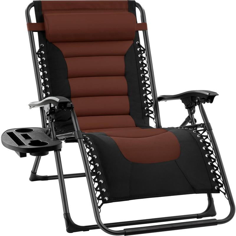 Best Choice Products Oversized Padded Zero Gravity Chair, Folding Outdoor Patio Recliner W/ Side Tray