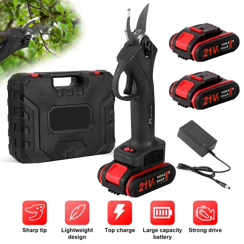 Professional Cordless Electric Pruning Shears Pruner, Electric Pruning Shears, with 2PCS Backup Rechargeable 7500Mah Lithium Battery Powered Tree Branch Pruner - 1.38Inch (35Mm) Cutting Diameter, Fathersdaygift