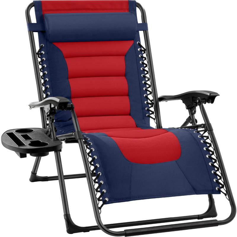 Best Choice Products Oversized Padded Zero Gravity Chair, Folding Outdoor Patio Recliner W/ Side Tray