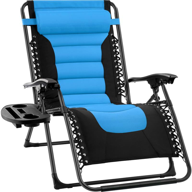 Best Choice Products Oversized Padded Zero Gravity Chair, Folding Outdoor Patio Recliner W/ Side Tray