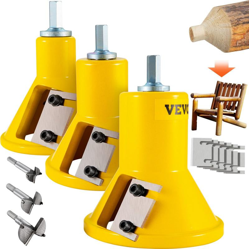 VEVOR Tenon Cutter, 1"/25.4Mm & 1.5"/38Mm & 2"/50.8Mm, with Dual Curved Blades & Button Screws Home Master Kit, Premium Aluminum & Steel Log Furniture Cutter, Commercial Starter’S Tool for Home DIY