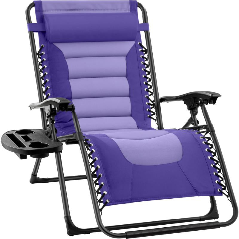 Best Choice Products Oversized Padded Zero Gravity Chair, Folding Outdoor Patio Recliner W/ Side Tray