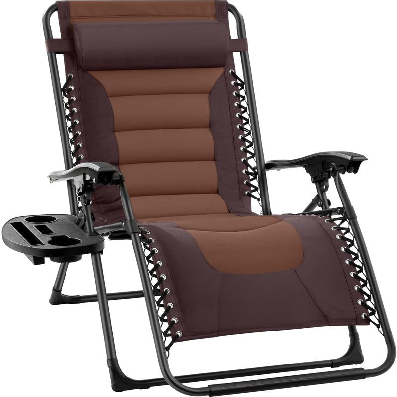 Best Choice Products Oversized Padded Zero Gravity Chair, Folding Outdoor Patio Recliner W/ Side Tray