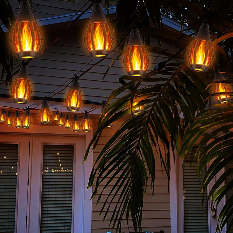 Solar Flame String Lights - 48Ft 15 LED Lights Outdoor Solar String Lights for Garden Patio Decoration Lamp