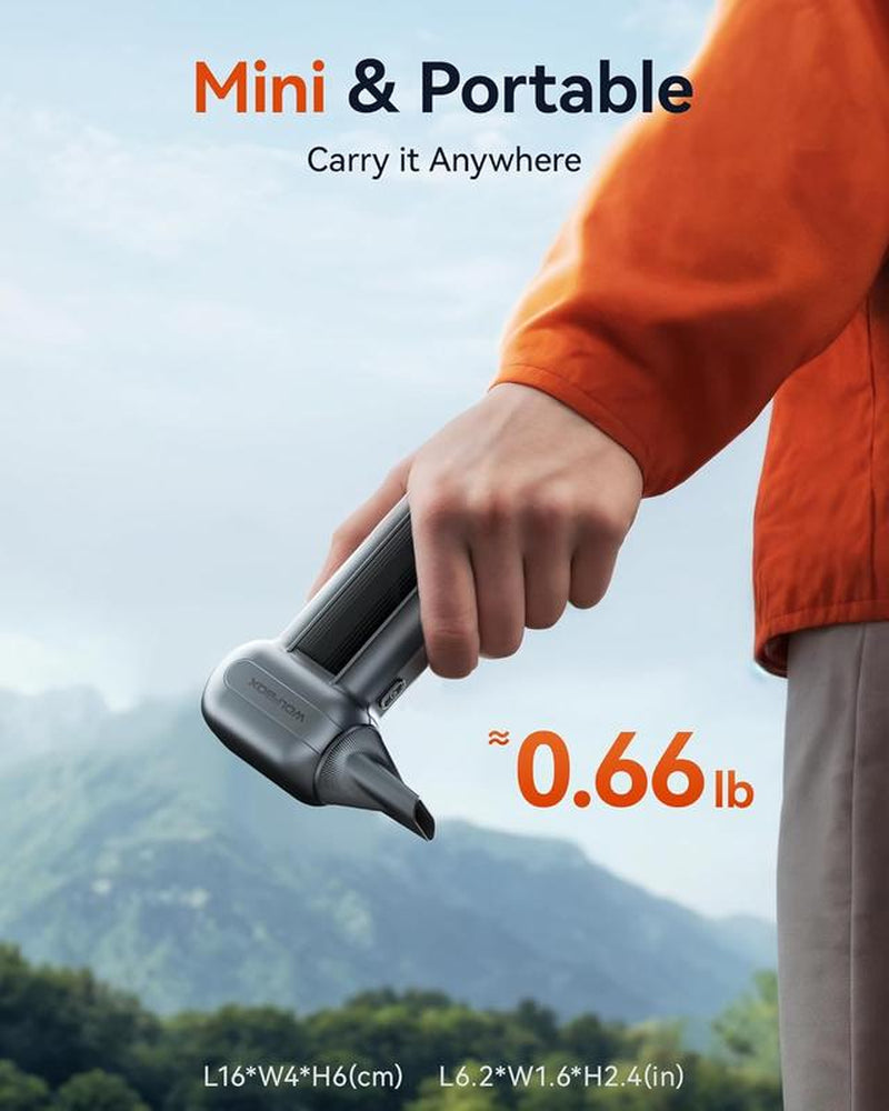 (6 in 1)WOLFBOX 150000RPM Super Power Electric 6000Ma Compressed Air Duster, Electric Leaf Blower Cordlessurbo Jet Blower, Handheld Leaf Blower and Charger Included,Leaf Blower for Lawn Care,Car Cleanning, Bbq,Leave and Dust Cleanning Fathersdaygift