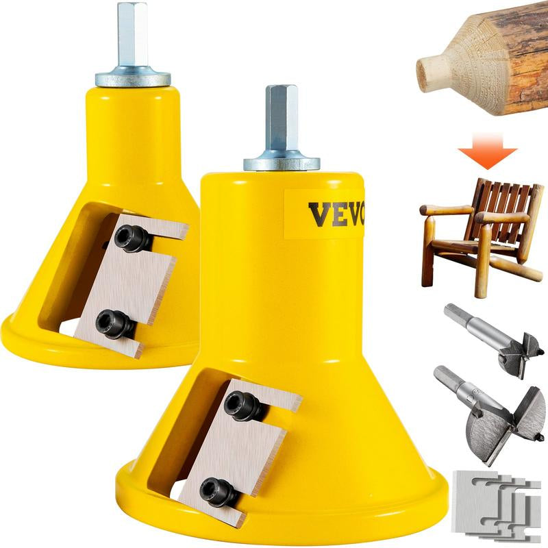 VEVOR Tenon Cutter, 1"/25.4Mm & 1.5"/38Mm & 2"/50.8Mm, with Dual Curved Blades & Button Screws Home Master Kit, Premium Aluminum & Steel Log Furniture Cutter, Commercial Starter’S Tool for Home DIY