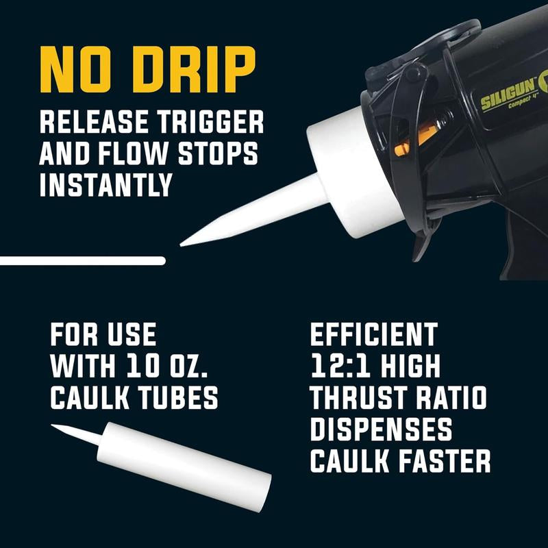 SILIGUN Caulking Gun - Patent Design - anti Drip Mechanism - 12:1 Thrust Ratio
