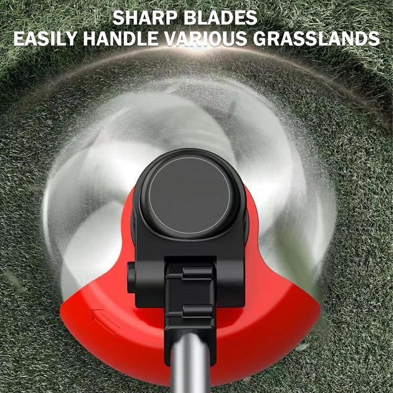 Electric Weed Wacker Cordless Eater Battery Powered Weed Trimmer Lawn Trimmer with 2Pcs 6000Mah Batteries and Charger Stringless Grass Trimmer/Brush Cutter for Lawn Yard