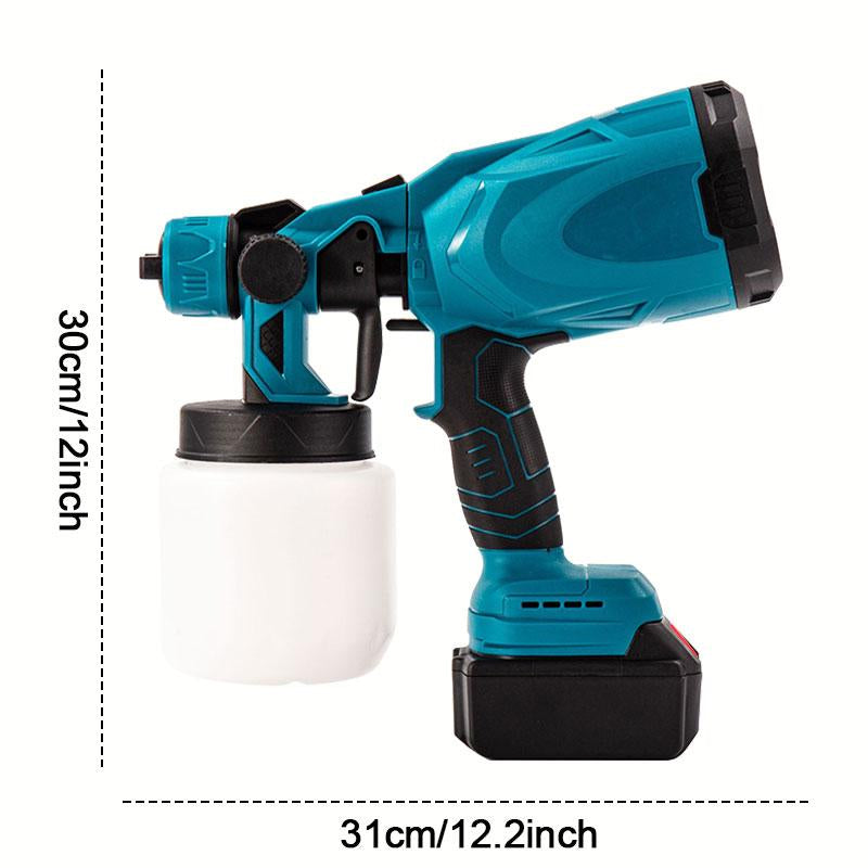 Cordless Paint Sprayer with 2 Batteries 21V 1000Ml Cordless Spray Paint Gun 3 Spray Modes 3 Nozzles Adjustable Flow Length for Home Interior Furniture Wall Door Latex (Style Blue)
