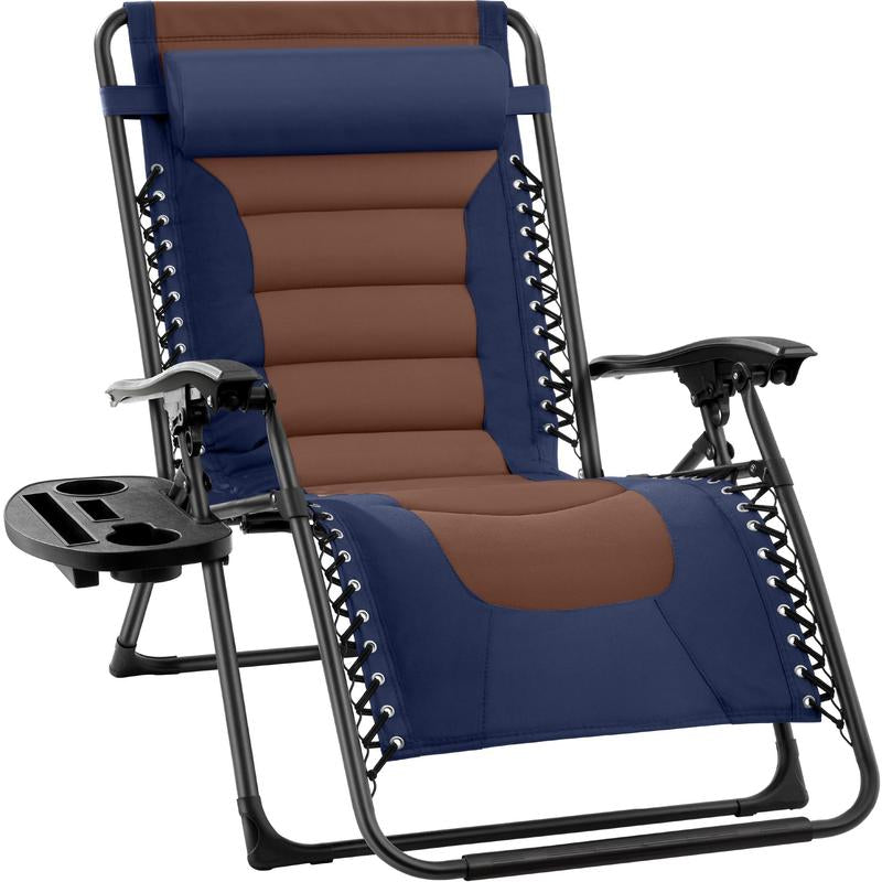 Best Choice Products Oversized Padded Zero Gravity Chair, Folding Outdoor Patio Recliner W/ Side Tray