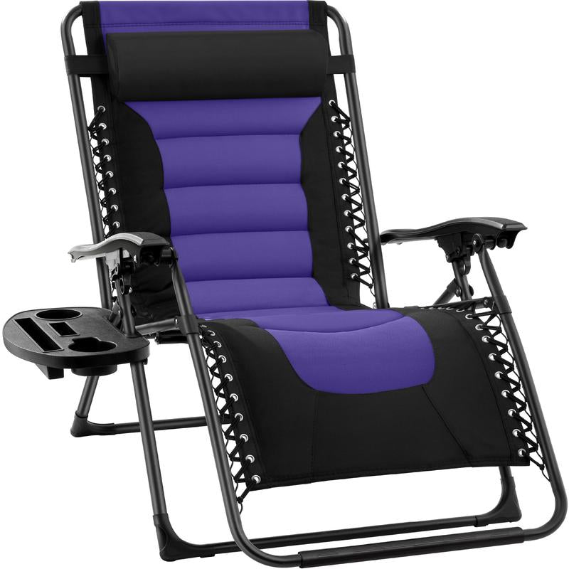 Best Choice Products Oversized Padded Zero Gravity Chair, Folding Outdoor Patio Recliner W/ Side Tray