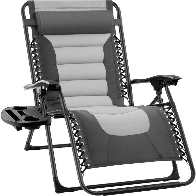 Best Choice Products Oversized Padded Zero Gravity Chair, Folding Outdoor Patio Recliner W/ Side Tray