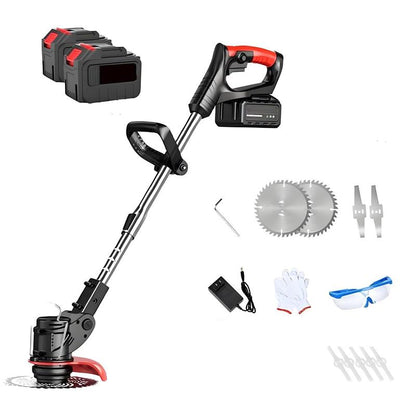 Electric Weed Wacker Cordless Eater Battery Powered Weed Trimmer Lawn Trimmer with 2Pcs 6000Mah Batteries and Charger Stringless Grass Trimmer/Brush Cutter for Lawn Yard