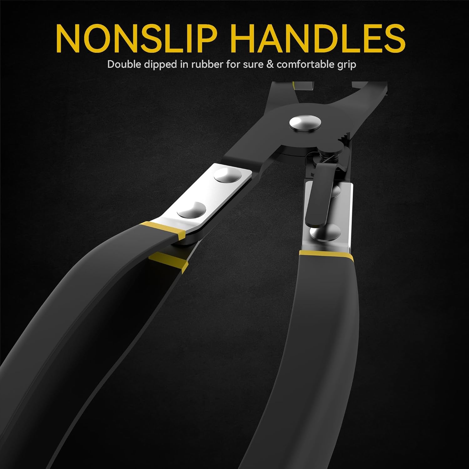Hose Clamp Pliers Set, Flexible Wire Long Reach Clic R Type Swivel Jaw and Flat Band Pliers for Fuel Oil and Water Work, Automotive Repair Tools Kit, 9 Pieces
