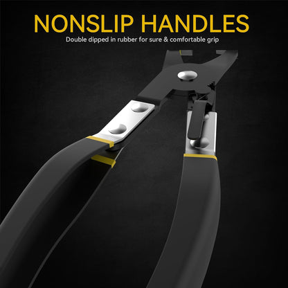 Hose Clamp Pliers Set, Flexible Wire Long Reach Clic R Type Swivel Jaw and Flat Band Pliers for Fuel Oil and Water Work, Automotive Repair Tools Kit, 9 Pieces