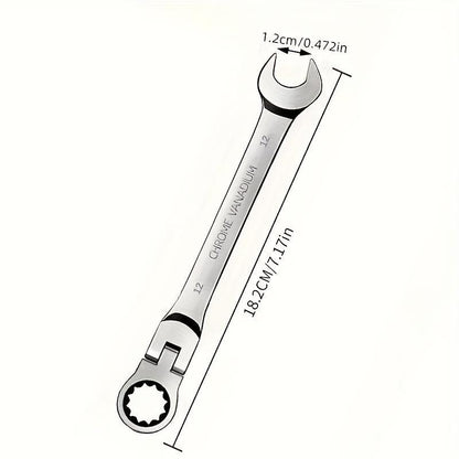 Adjustable Ratchet Wrench Set, 180° Rotatable Head & 72-Tooth Gear Mechanism Wrench Set, Multifunctional Hand Tool for Car Repair, Mechanical Workshop & Home Use, Car Accessory