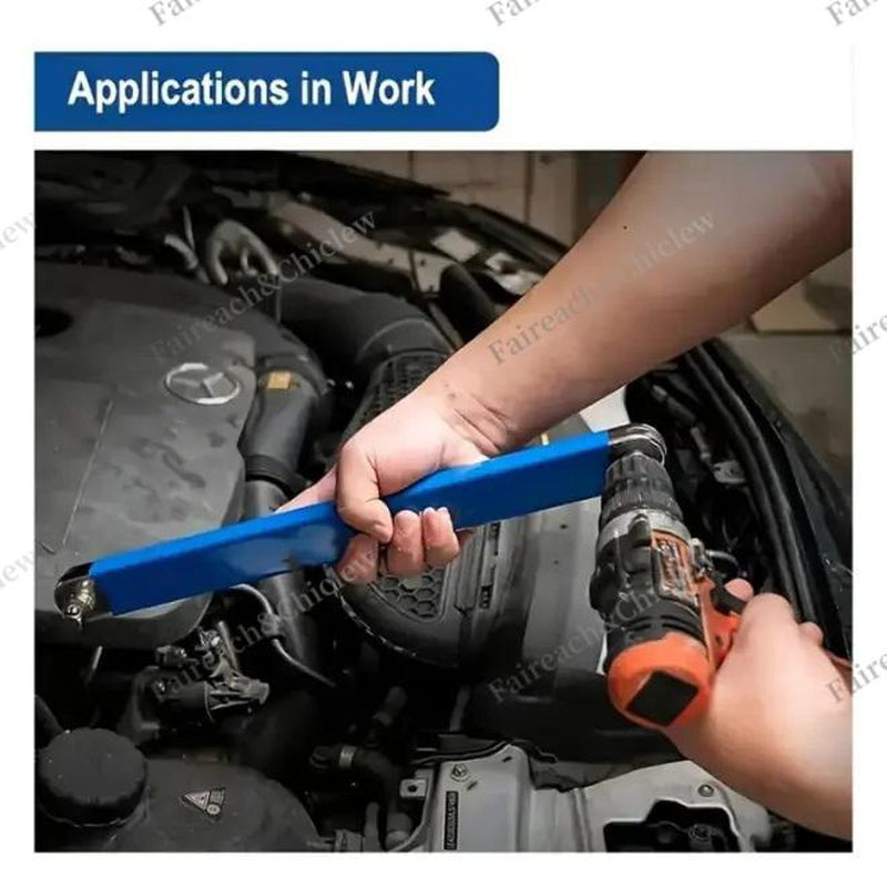 Offset Extension Wrench, Upgraded Impact Ready Extension Wrench Set, with 4Pcs 1/2", 1/4" and 3/8" Square Drive Adapters, 15" Socket Wrench Tool, Universal Extensions Wrench for Hard-To-Reach Place