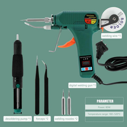 Podhey Soldering Iron Kit 80W 180-520℃ Adjustable Temperature Corded Solder Iron Internal Heat Electric Welding Tool with Welding Wire for Circuit Board Computer Electronic Repair