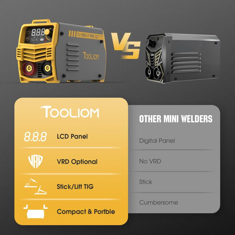 TOOLIOM 135A Stick/Lift TIG Welder 110V MMA ARC Welder Machine with Lift TIG Torch with LCD Display Portable Welding Machine Metalworking