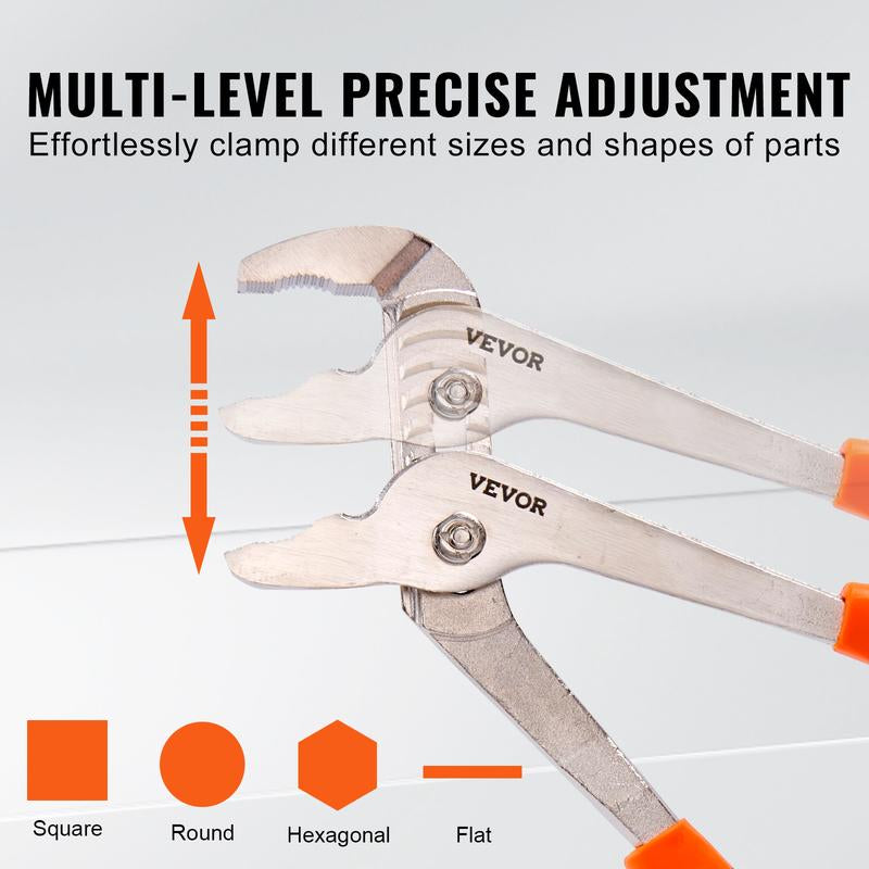 VEVOR 8-Piece Pliers Set, High Carbon Steel, 12"/10"/8" Groove Joint Pliers, 8" Linesman'S Pliers, 6" Slip Joint Pliers, 8" Long Nose Pliers, 6" Diagonal Cutter, 10" Adjustable Wrench, and Tool Bag