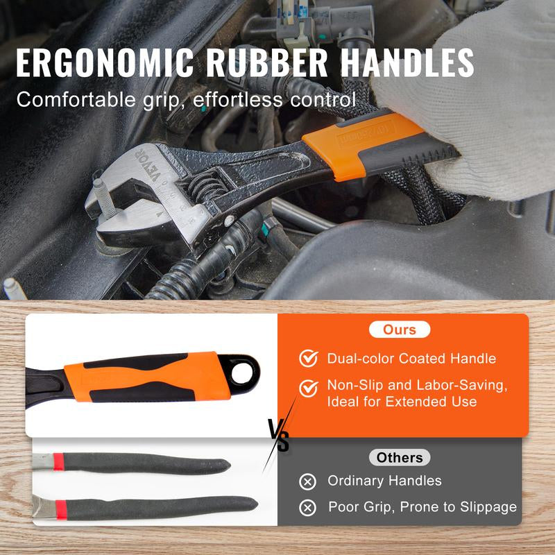 VEVOR 8-Piece Pliers Set, High Carbon Steel, 12"/10"/8" Groove Joint Pliers, 8" Linesman'S Pliers, 6" Slip Joint Pliers, 8" Long Nose Pliers, 6" Diagonal Cutter, 10" Adjustable Wrench, and Tool Bag