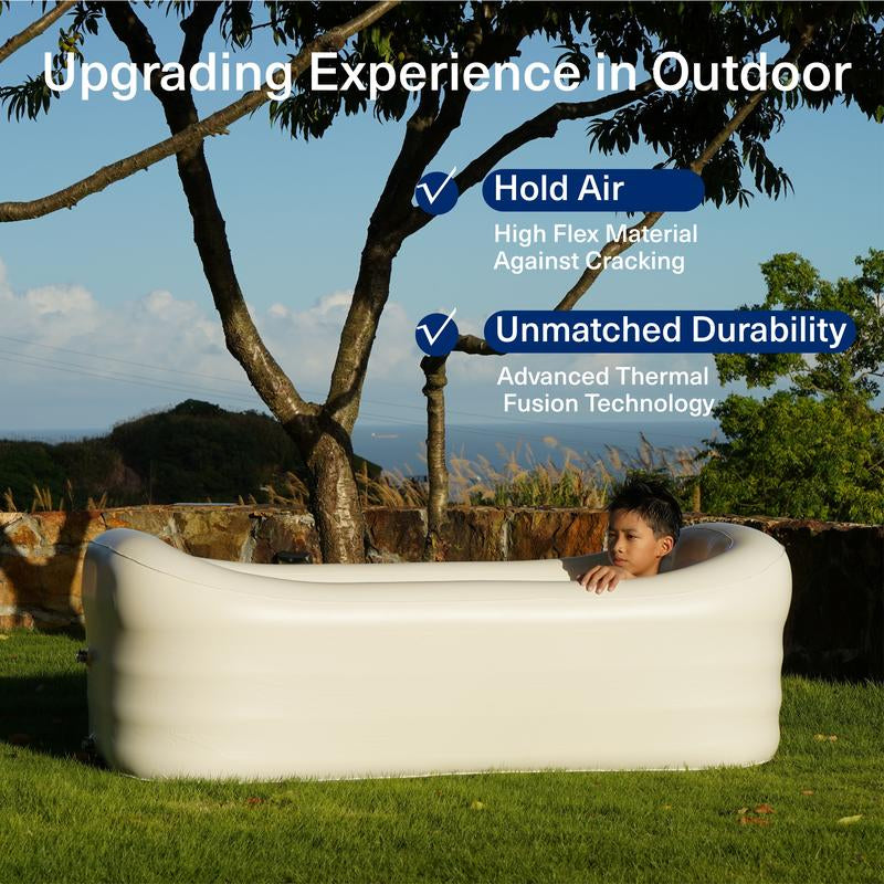 62''L X 34''W Portable Inflatable Tub for Family Use Foldable Collapsible with Reinforced Durability Space Saving Easy to Store，Indoor and Outdoor Freestanding Collapsible Spa Bathtubs.