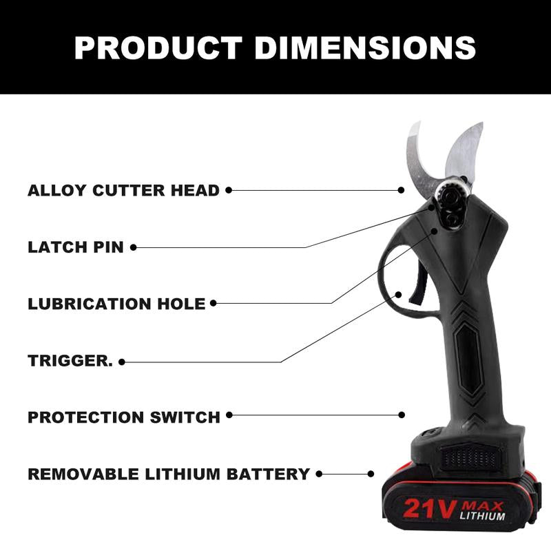 Professional Cordless Electric Pruning Shears Pruner, Electric Pruning Shears, with 2PCS Backup Rechargeable 7500Mah Lithium Battery Powered Tree Branch Pruner - 1.38Inch (35Mm) Cutting Diameter, Fathersdaygift