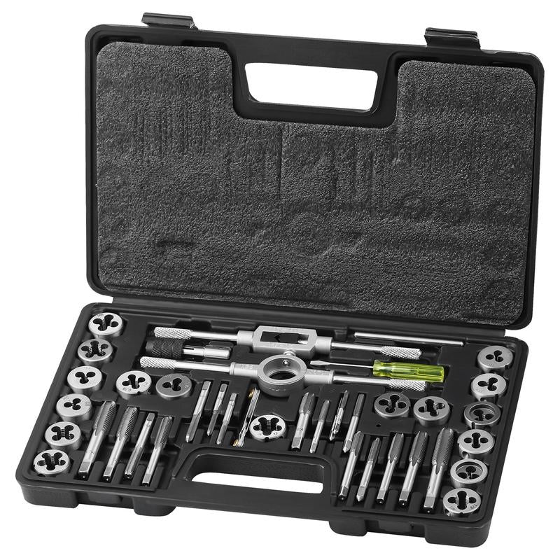 VEVOR Tap and Die Set, 110-Piece Include Metric Size M2 to M18, Bearing Steel Taps and Dies, Essential Threading Tool for Cutting External Internal Threads, with Complete Accessories and Storage Case