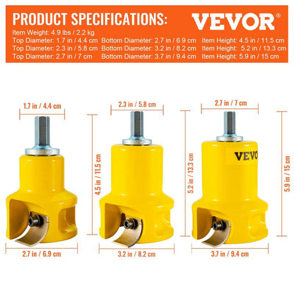 VEVOR Tenon Cutter, 1"/25.4Mm & 1.5"/38Mm & 2"/50.8Mm, with Dual Curved Blades & Button Screws Home Master Kit, Premium Aluminum & Steel Log Furniture Cutter, Commercial Starter’S Tool for Home DIY