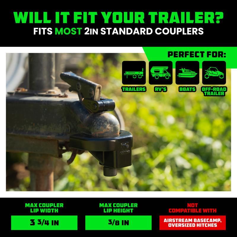 Rhino USA Trailer Hitch Coupler Lock Kit (For 2-5/16" Trailer) Heavy Duty Anti-Theft Tongue Locks for Boat, RV & More - Reinforced Solid Steel