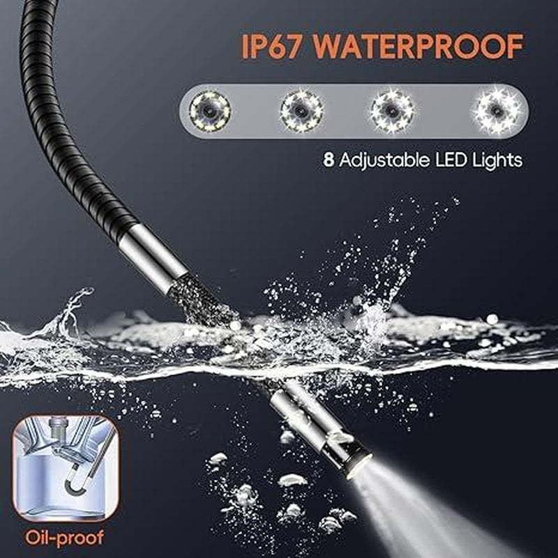 Two-Way Industrial Endoscope Camera,Waterproof Borescope with Light,0.33In Articulated Snake Camera ,Video Inspection Scope for Automotive Mechanic Wall- 5.5FT